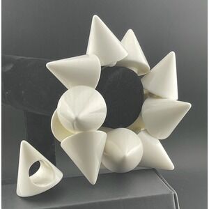 Karl Lagerfeld Sobral White Cone Bracelet & Ring Set Avant Garde Runway Jewelry